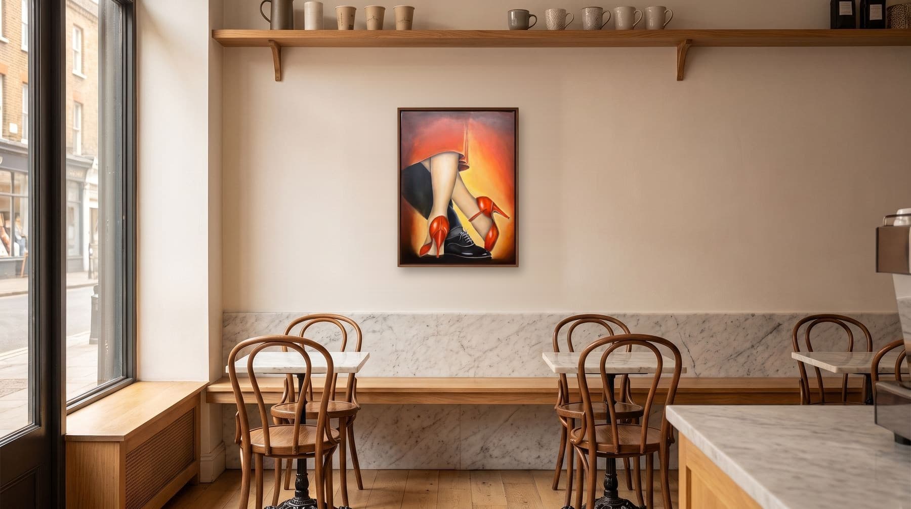 Café mit Gemälde 11 von Monika Schweiter-Pezzola